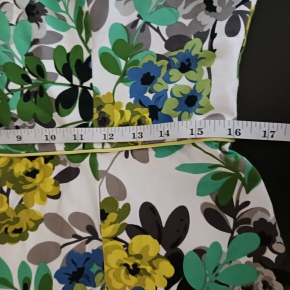 London Style‎ Floral Multi Cap Sleeve Back Cut-Out Cotton Fit & Flare Dress, 14 - Picture 10 of 11